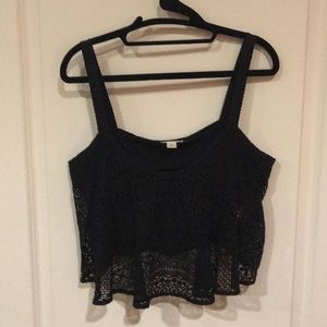 Black Lace Crop Top